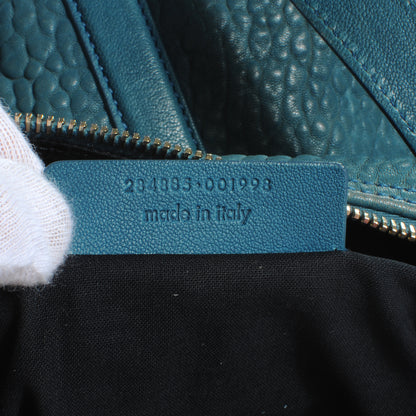 Saint Laurent Pebbled Leather Sac Bowly Blue 7 of 8
