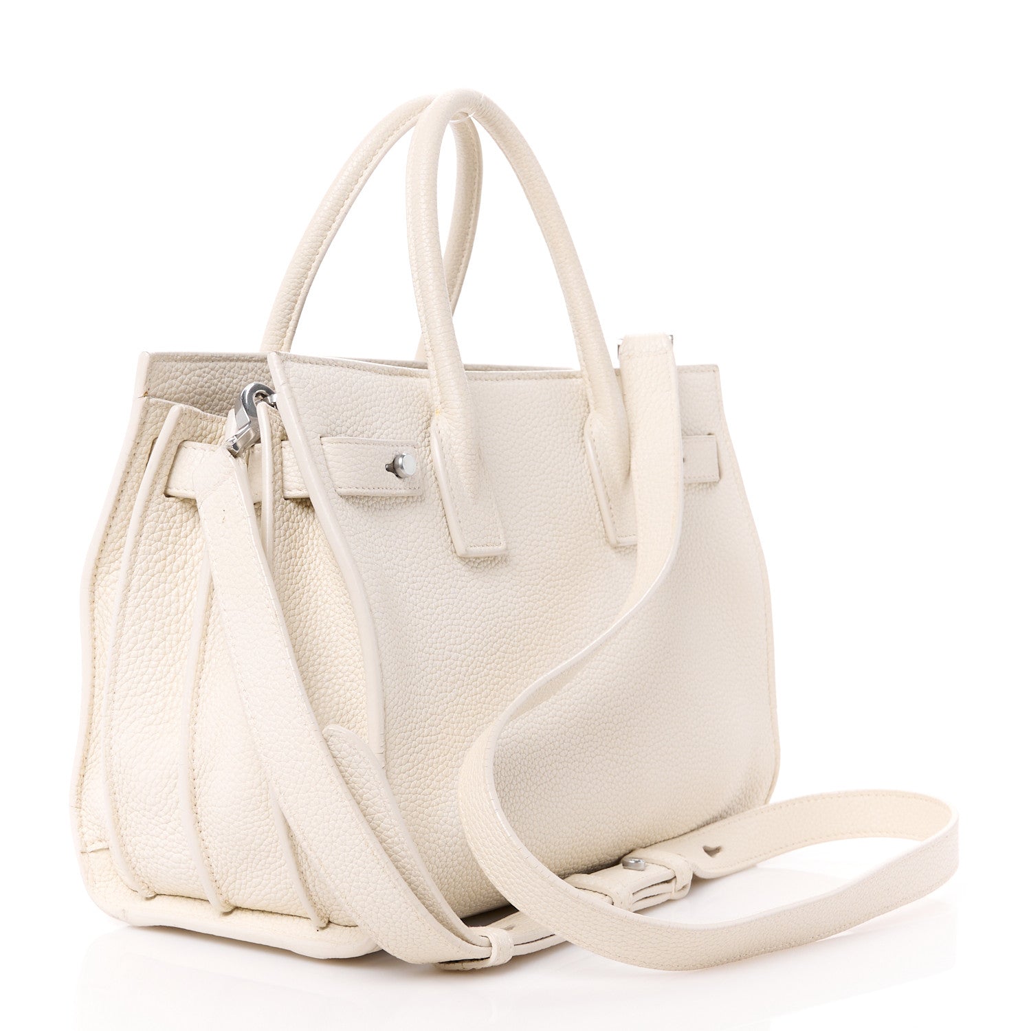 Saint Laurent Grained Calfskin Baby Supple Sac De Jour White 3 of 12