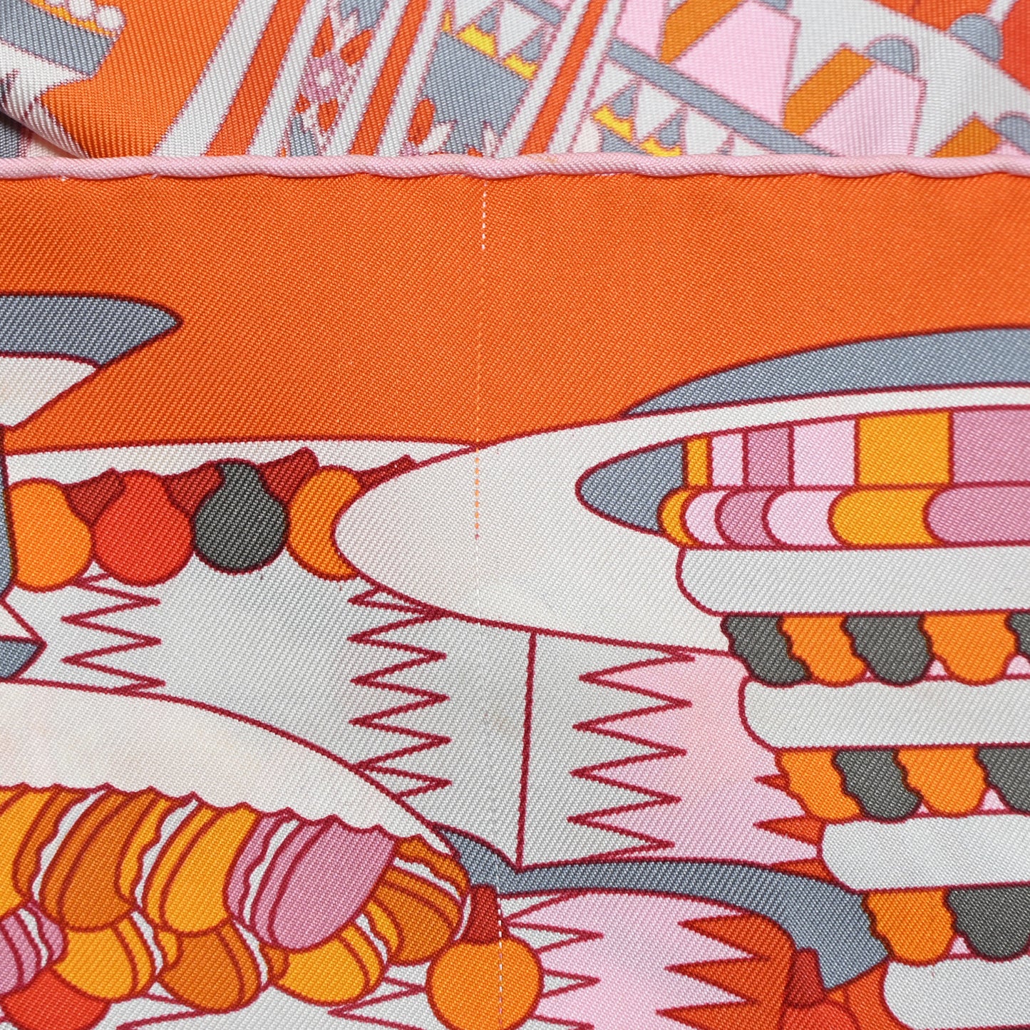 Silk La Patisserie Francaise Scarf 90 Orange Rose Gris