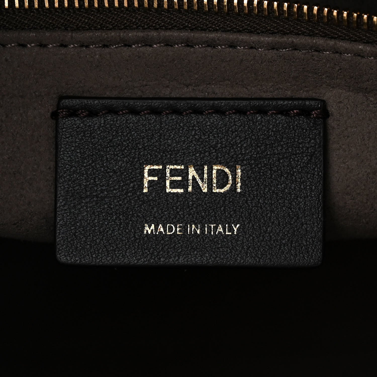 Fendi Glazed Fabric Vitello Century Plexiglass FF 1974 Stamp Patch Medium Runaway Shopper Tote Mogano Panna Black 6 of 12