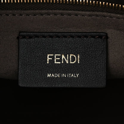 Fendi Glazed Fabric Vitello Century Plexiglass FF 1974 Stamp Patch Medium Runaway Shopper Tote Mogano Panna Black 6 of 12