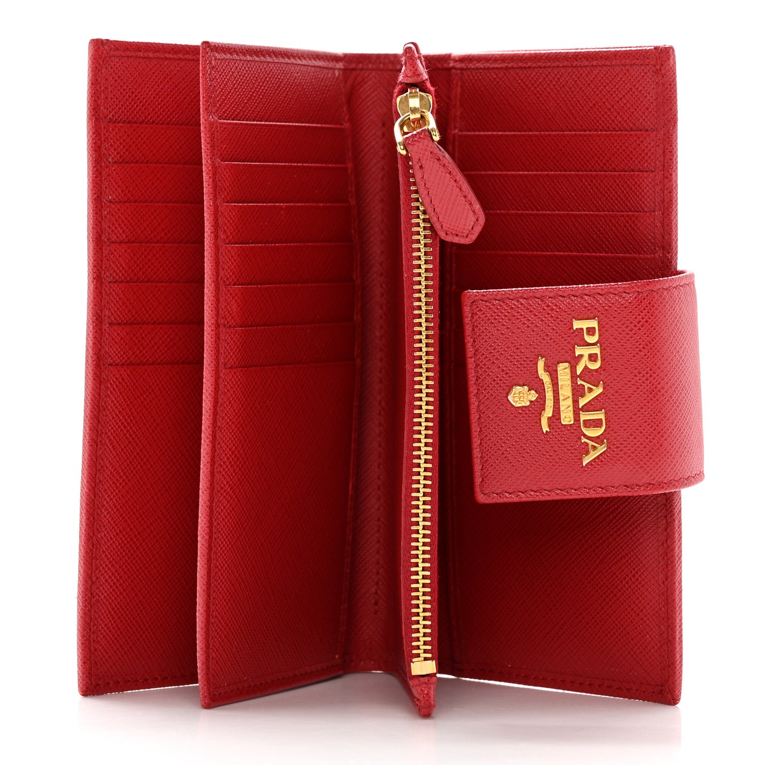 Prada Saffiano Metal Medium Wallet Rosso 5 of 13