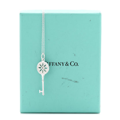 Tiffany Sterling Silver Diamond Small Daisy Key Pendant Necklace 7 of 7