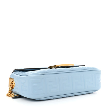 Fendi Nappa Small FF Embossed Midi Chain Baguette Azzurro Baby 3 of 10