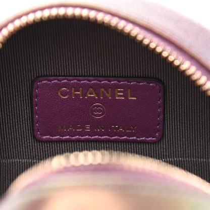 Chanel Iridescent Lambskin Quilted Round Clutch With Chain Purple 6 of 11