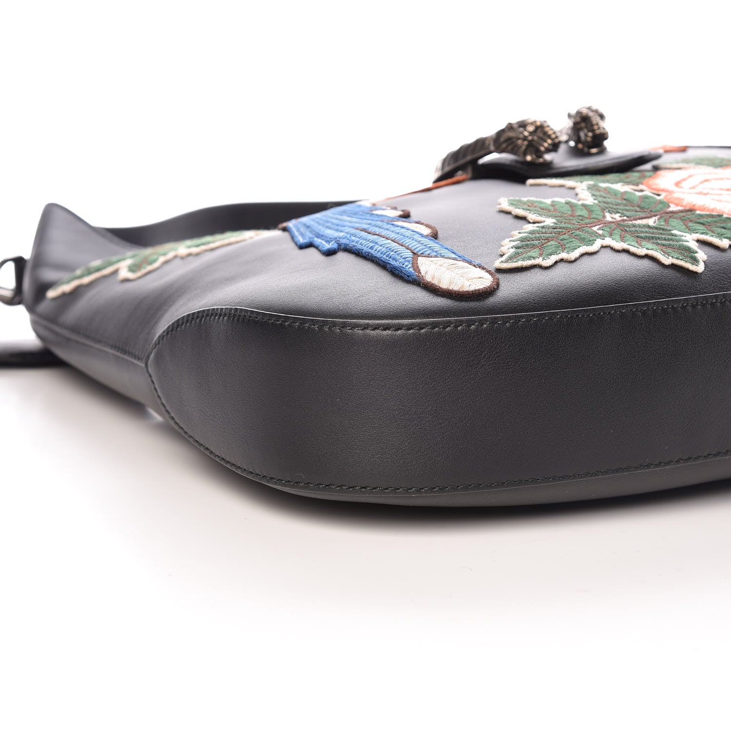 Gucci Calfskin Web Garden Collection Embroidered Medium Dionysus Hobo Black 10 of 11