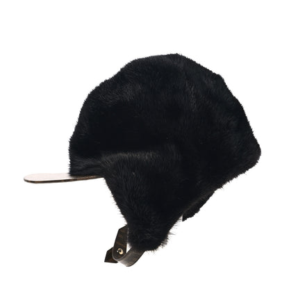 Fendi Mink Glazed Fabric FF Cap Hat M Black Tobacco 9 of 16