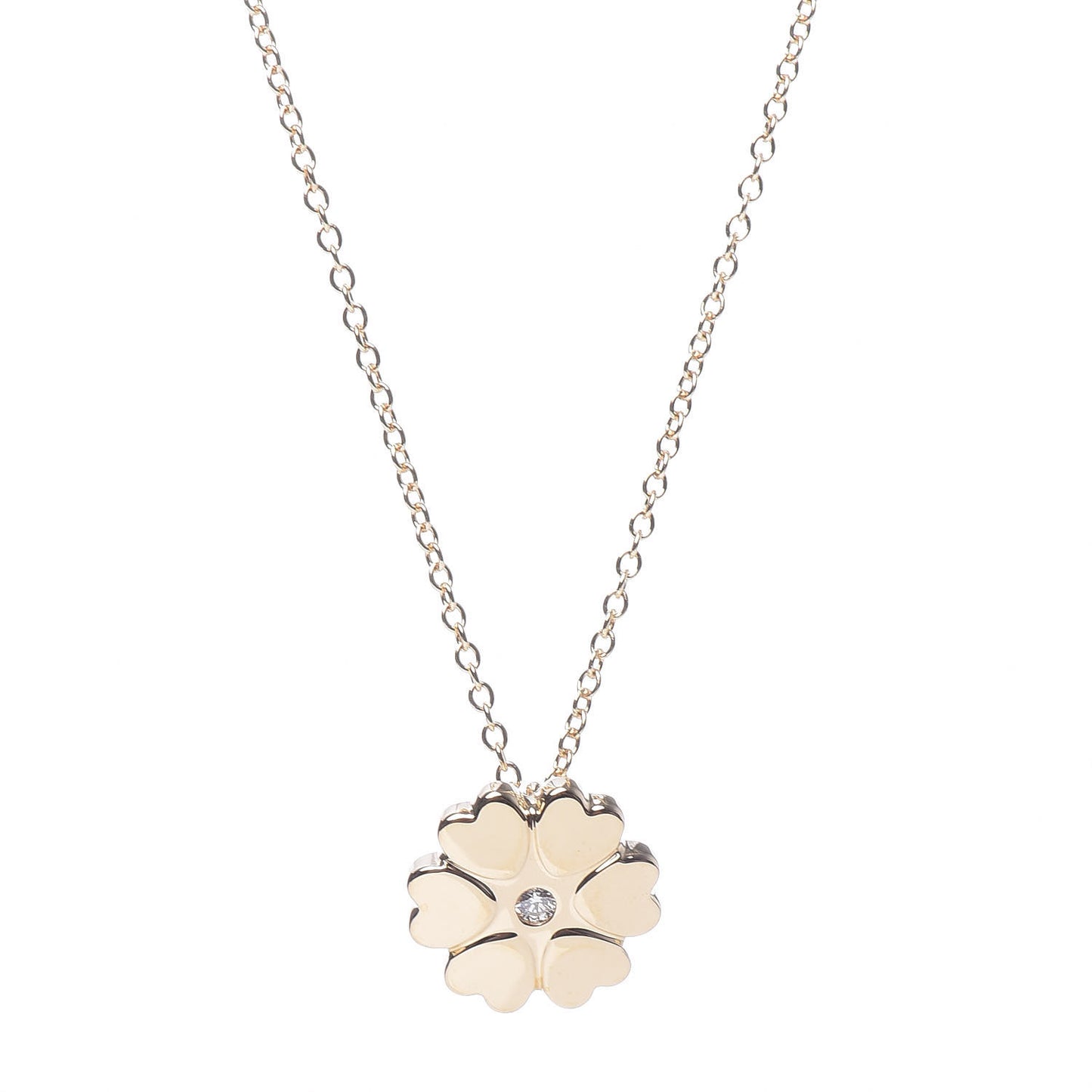 18K Yellow Gold Diamond Paloma Picasso Flower Heart Pendant Necklace