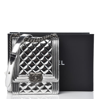 Chanel Goatskin Quilted North South Boy Flap Silver 8 of 8