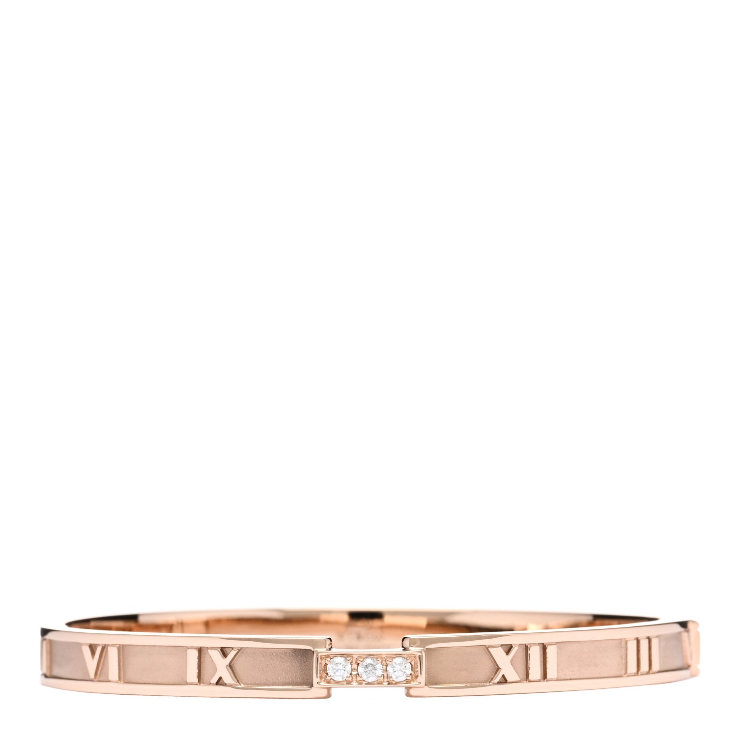 Tiffany 18K Rose Gold Diamond Atlas Closed Hinged Bangle Bracelet 1 of 3