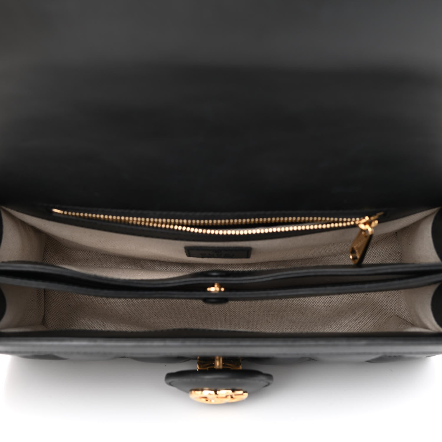 Gucci Calfskin GG Matelasse Small Flap Shoulder Bag Black Natural 5 of 10