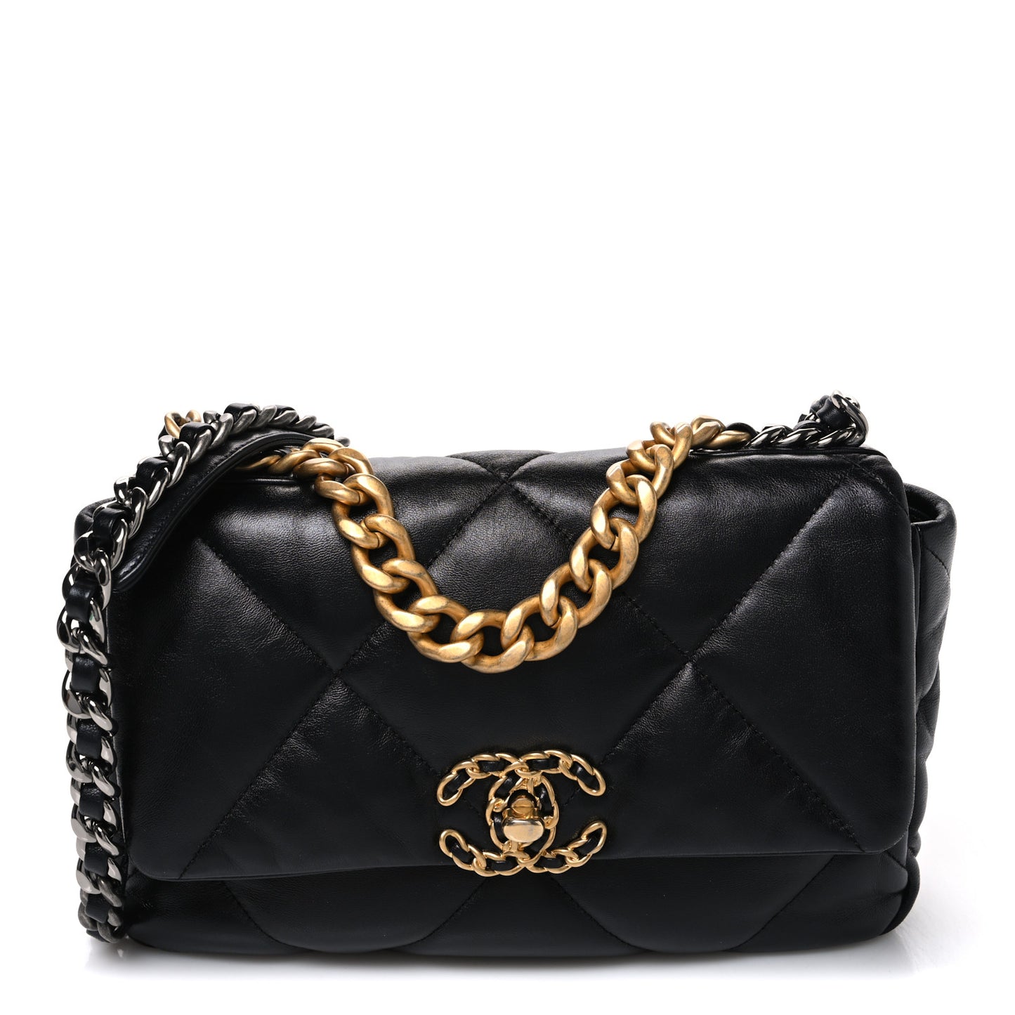 Lambskin Quilted Medium Chanel 19 Flap Black