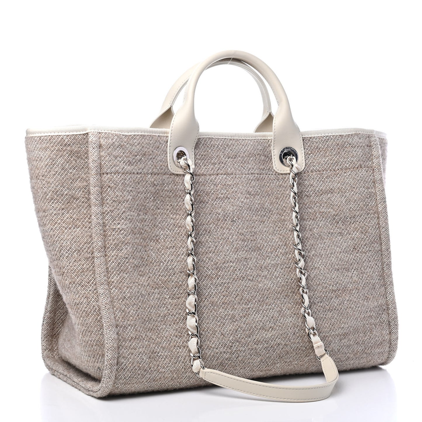 Mixed Fibers Calfskin Medium Deauville Tote Light Grey