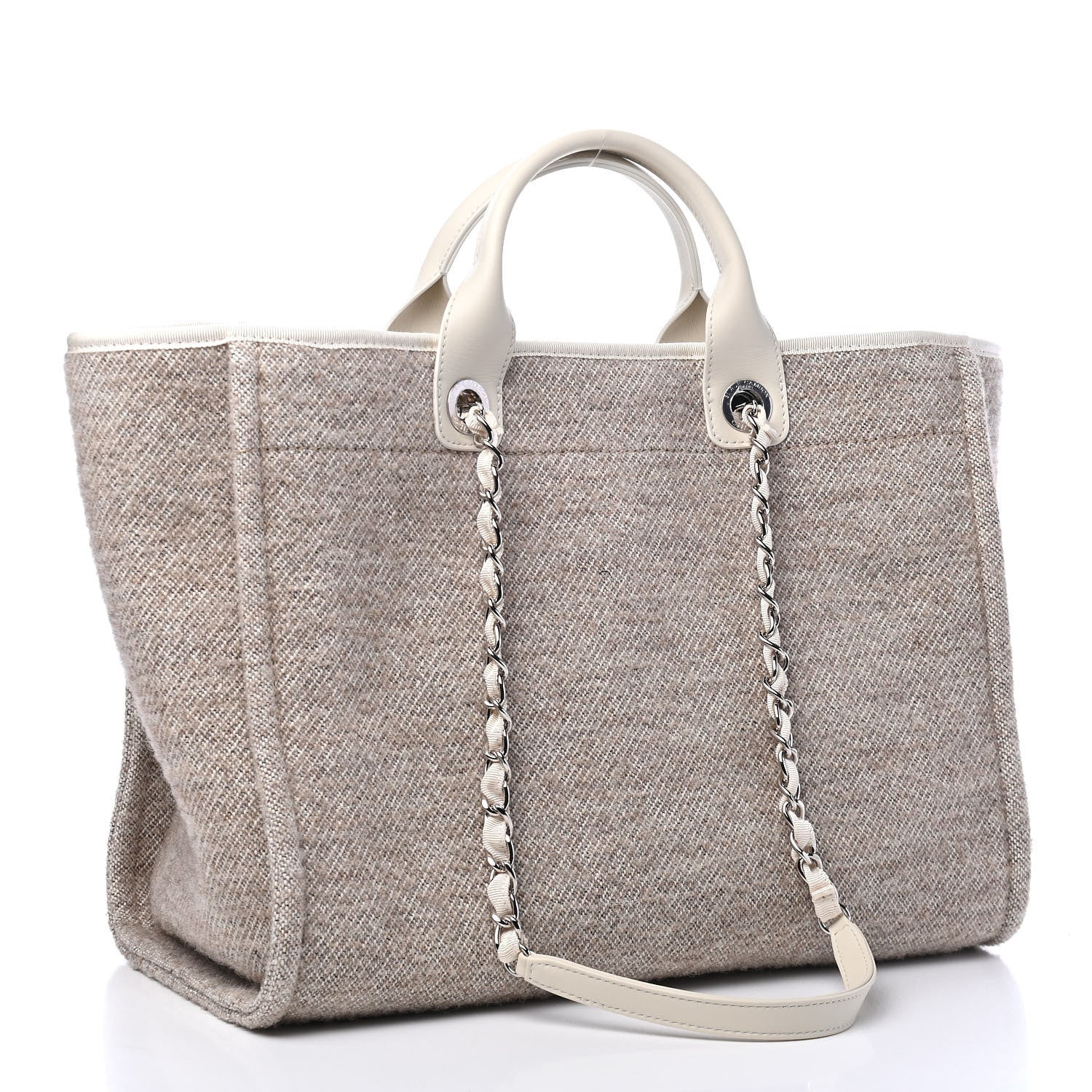 Chanel Mixed Fibers Calfskin Medium Deauville Tote Light Grey 2 of 6