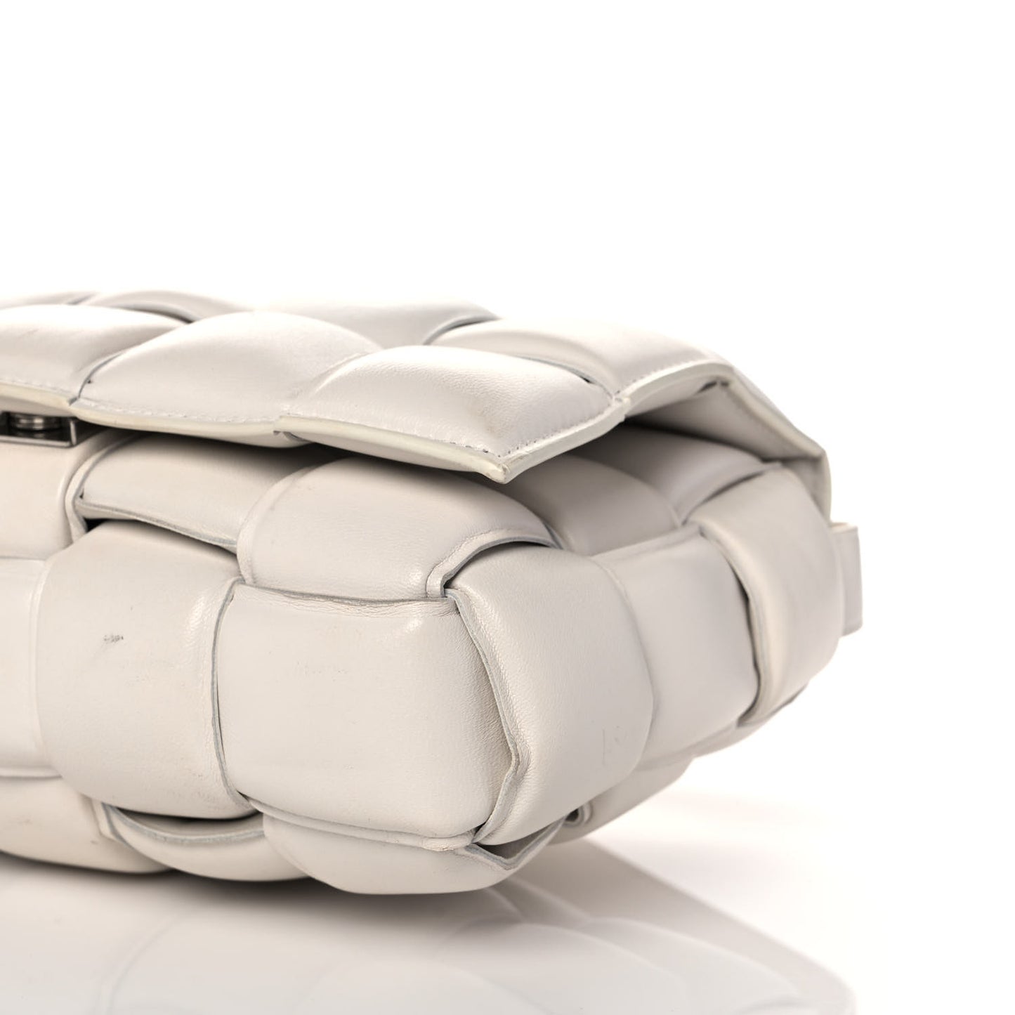 Nappa Maxi Intreccio Padded Cassette Crossbody Bag Chalk