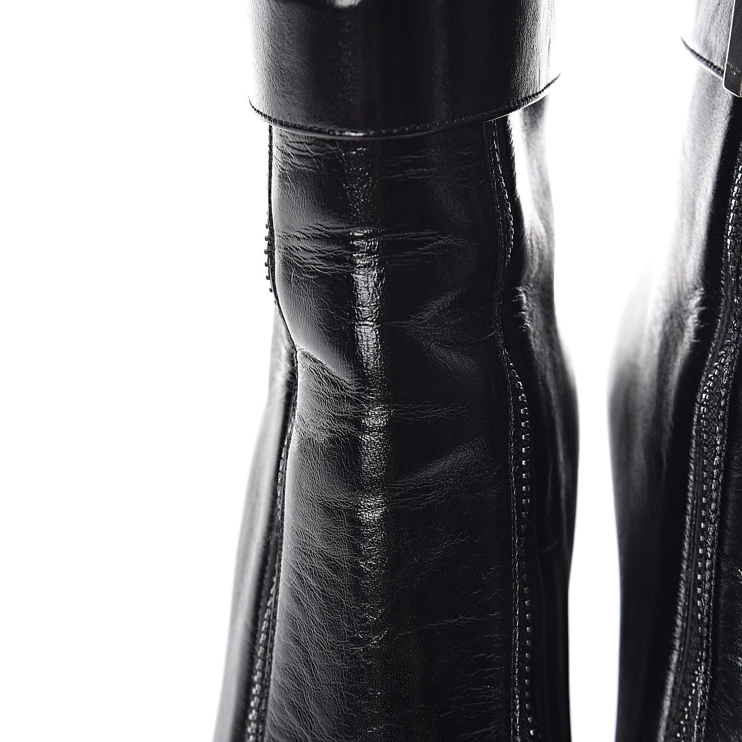 Saint Laurent Moroder Calfskin Loulou 95 Ankle Zip Booties 35.5 Black 12 of 17