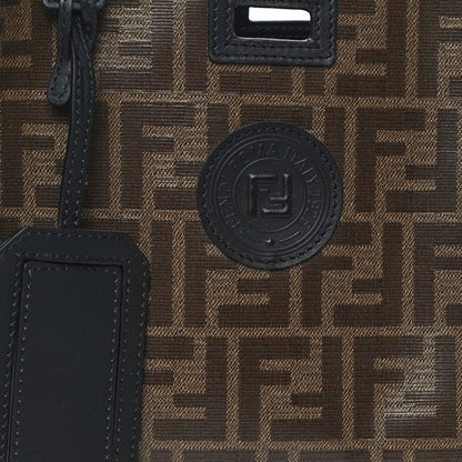 Fendi Glazed Fabric Vitello Century FF 1974 Stamp Patch Mini Peekaboo Defender Cover Mogano Panna Black 9 of 11