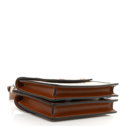 Burberry Smooth Calfskin Canvas Horseferry Print Mini Title Bag with Pocket Natural Malt Brown 4 of 9