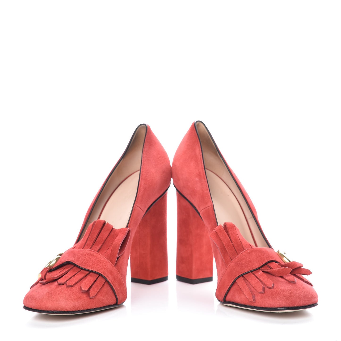 Kid Scamosciato GG Marmont Fringe 105mm Loafer Pumps 41 Vulcanic Red