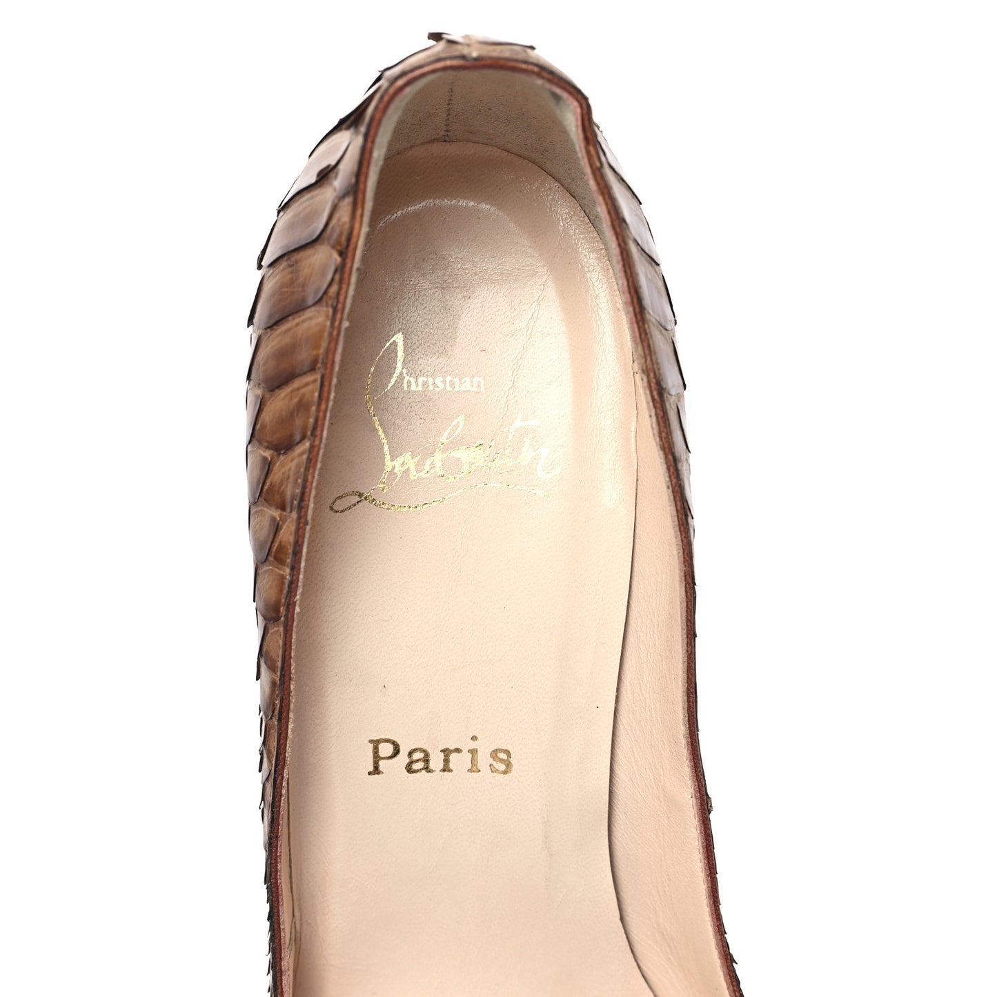 Snakeskin Peep Toe 110 Pumps 38.5 Brown