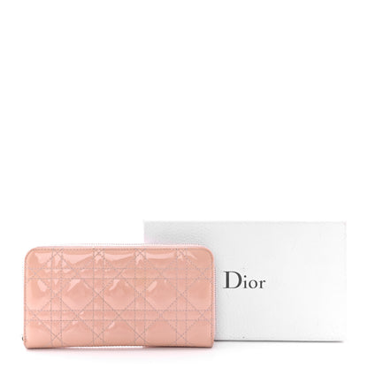 Christian Dior Patent Cannage Lady Dior Continental Zip Wallet Pink 15 of 15