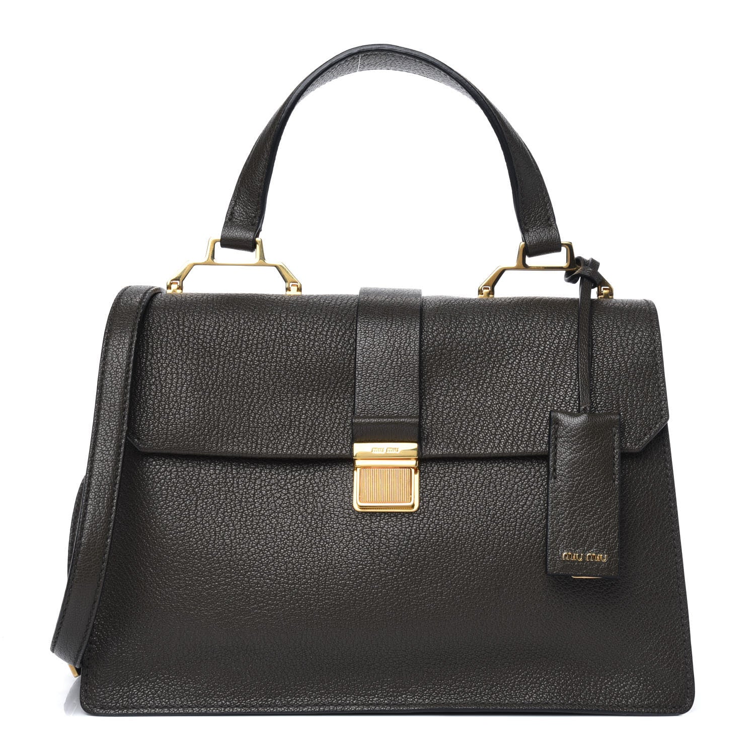 Miu Miu Goatskin Bandoliera Madras Shoulder Bag Dark Green 1 of 16