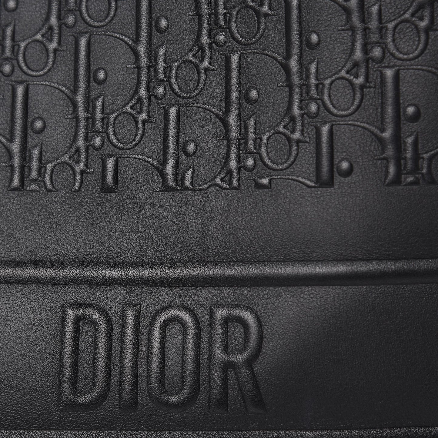 Oblique Calfskin Embossed Book Tote Black