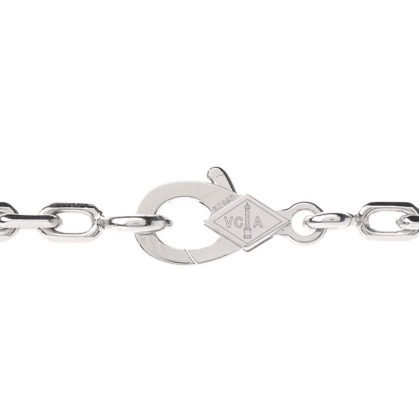 18K White Gold Mother of Pearl 20 Motifs Vintage Alhambra Necklace