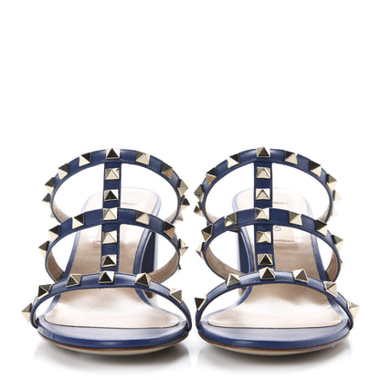 Valentino Garavani Calfskin Rockstud 60mm Caged Slide Sandals 36 Light Ocean 2 of 10