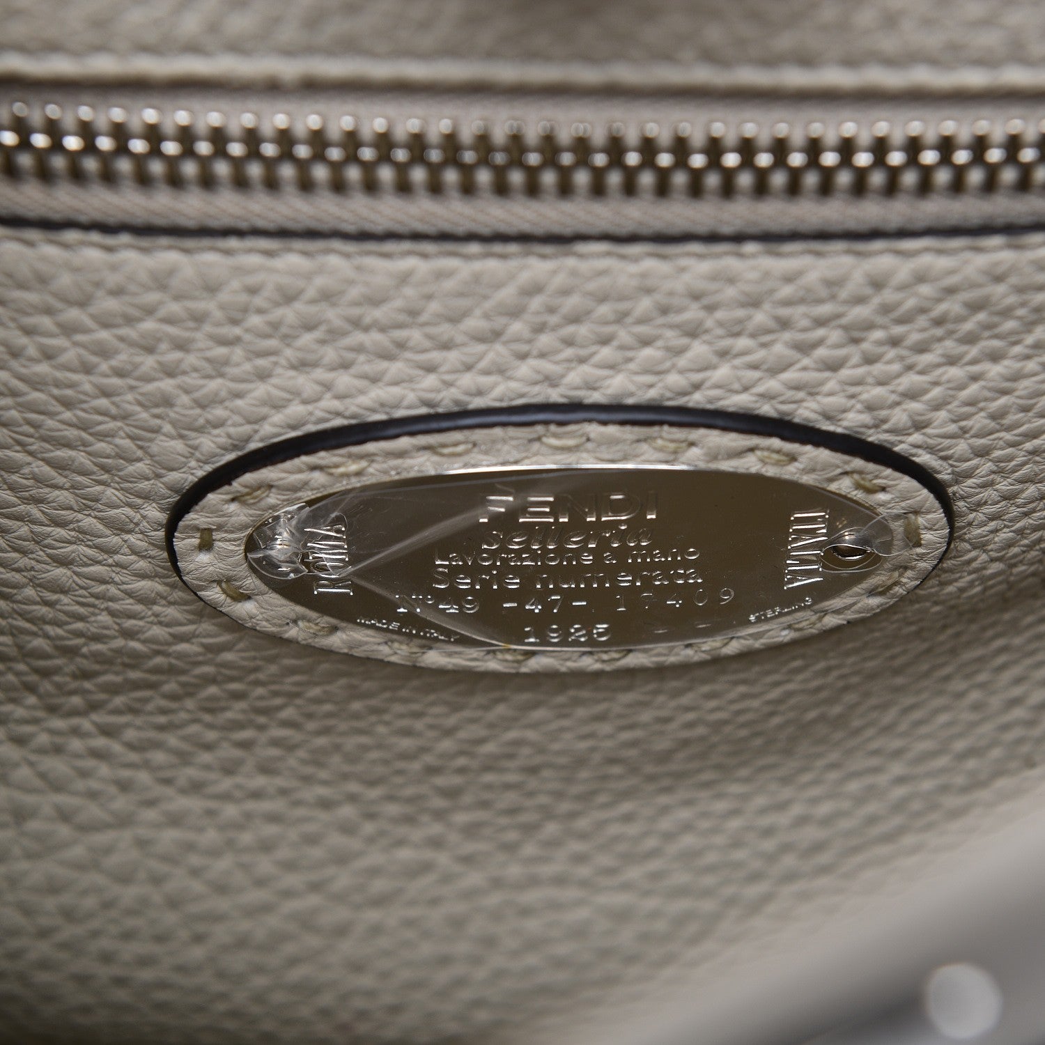 Fendi Cuoio Romano Selleria Elaphe Lace Up Medium Peekaboo Iconic Satchel Latte Taupe 7 of 8