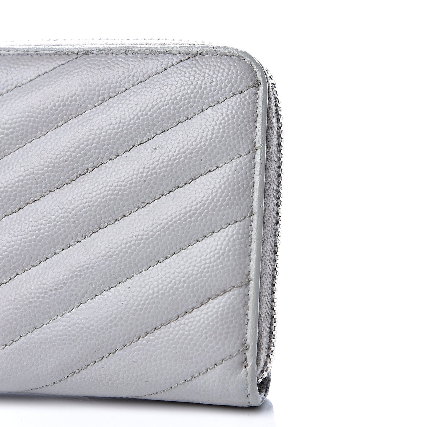 Grain De Poudre Matelasse Chevron Monogram Zip Around Wallet Granite