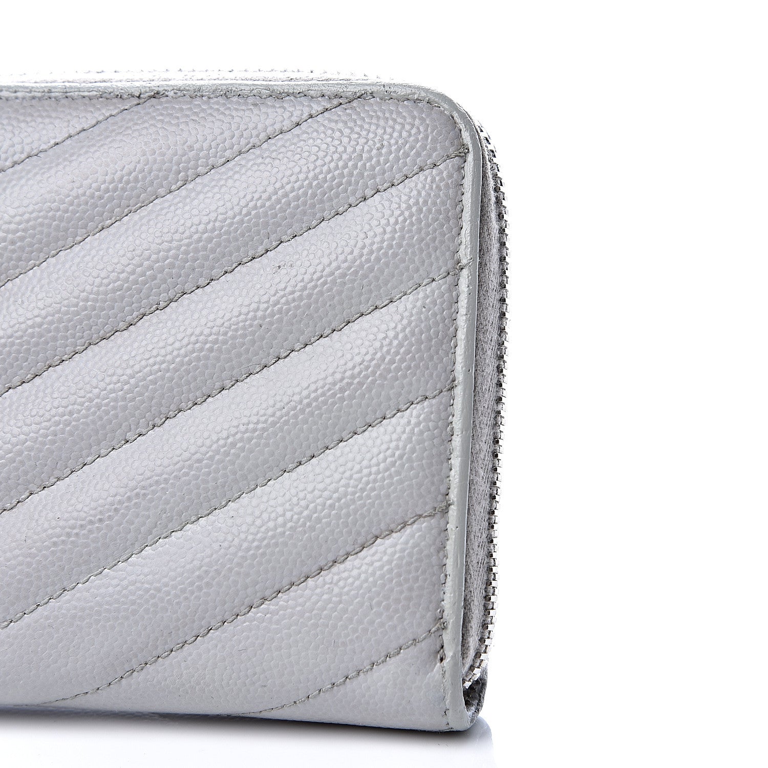 Saint Laurent Grain De Poudre Matelasse Chevron Monogram Zip Around Wallet Granite 7 of 15