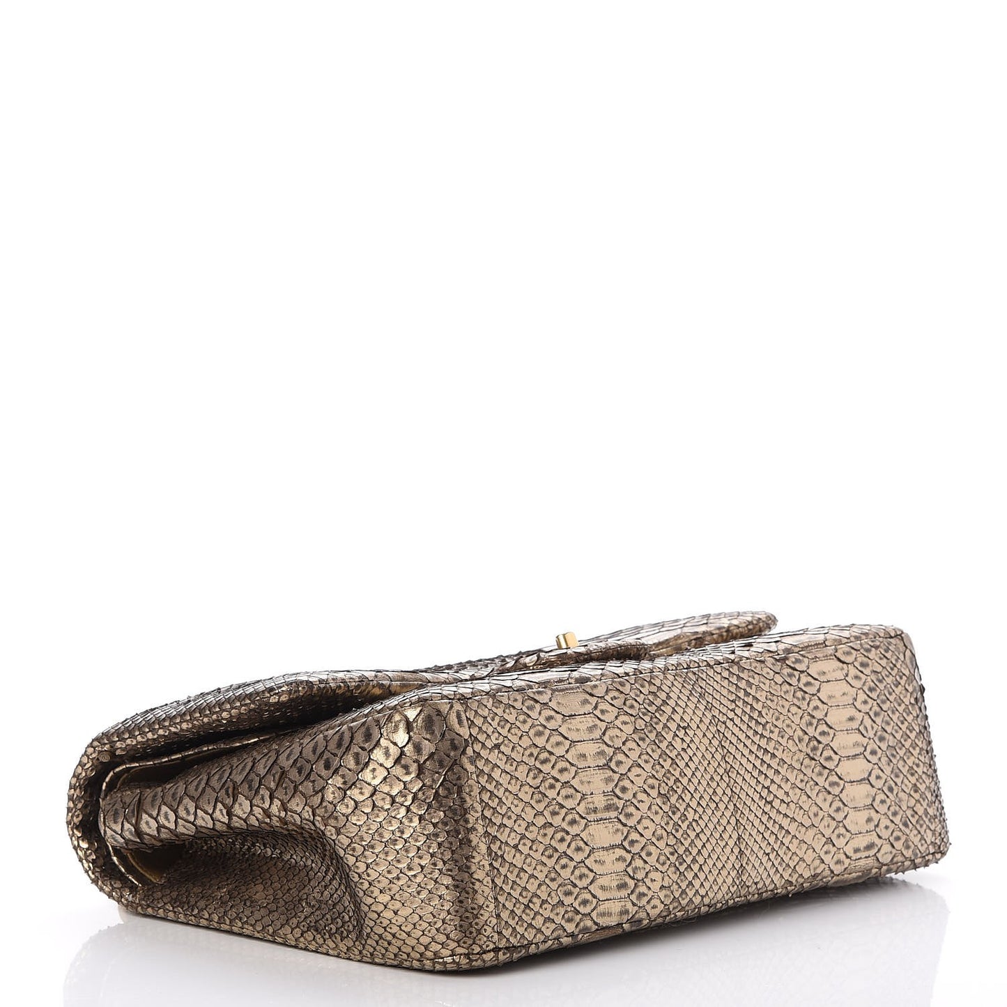 Metallic Python Jumbo Double Flap Gold