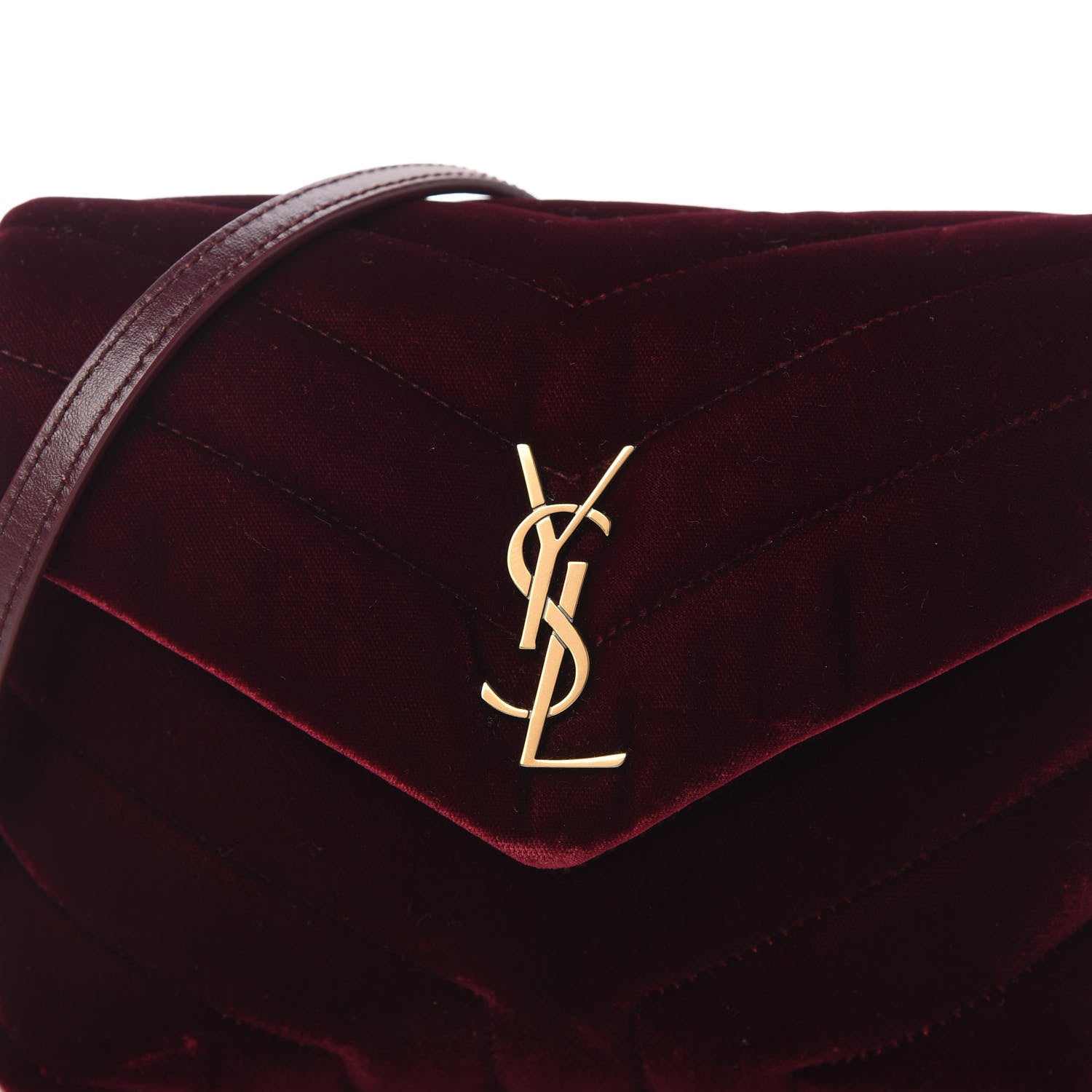 Saint Laurent Velvet Y Quilted Monogram Toy Loulou Crossbody Bag French Burgundy 10 of 10