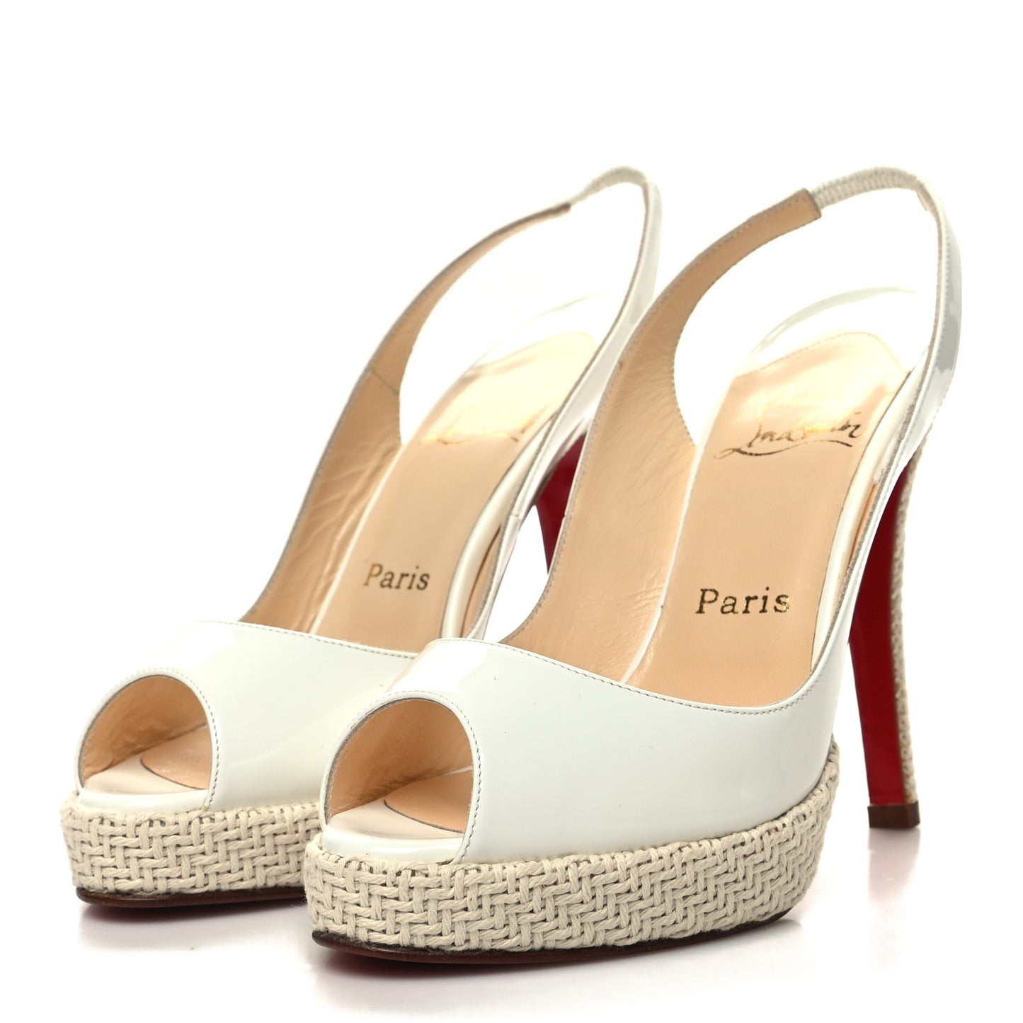 Patent YoYo Zeppa 120 Platform Slingback Peep Toe Pumps 37 White