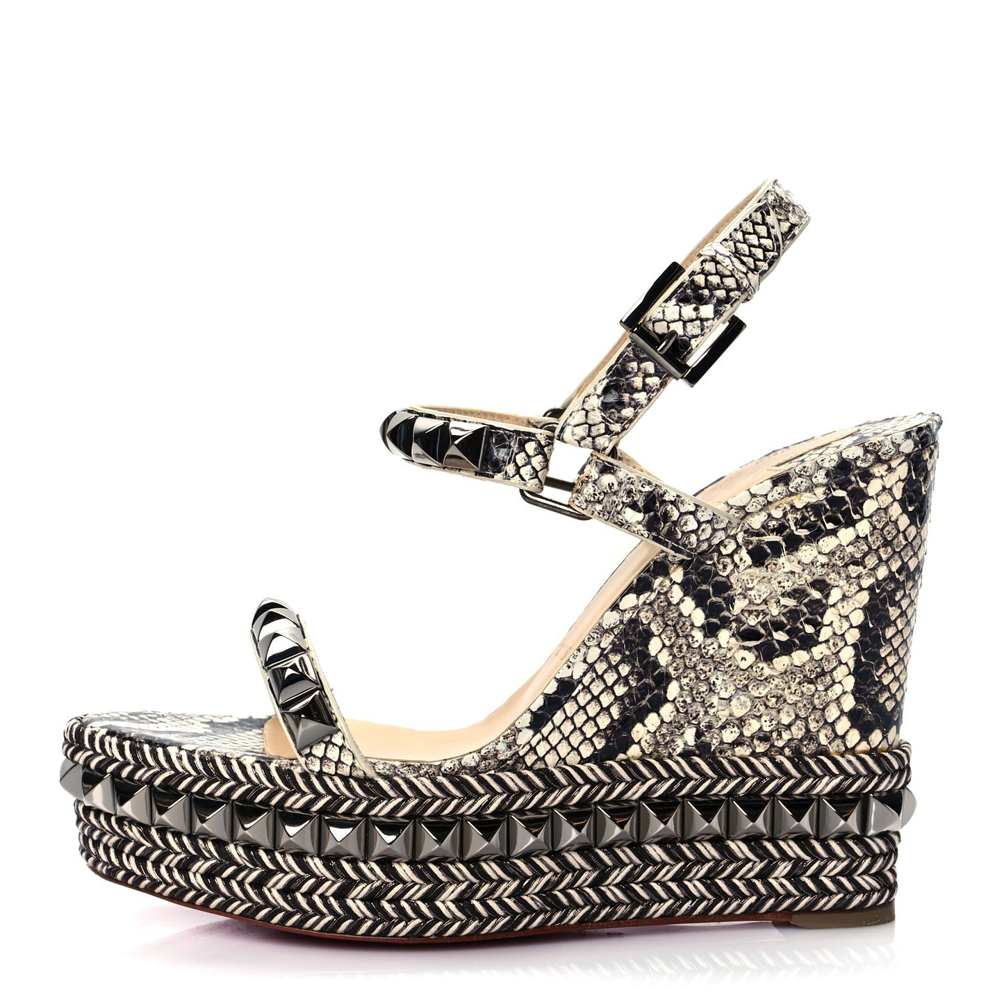 Watersnake Print Cataclou 120 Wedge Sandals 38 Roccia Gun Metal