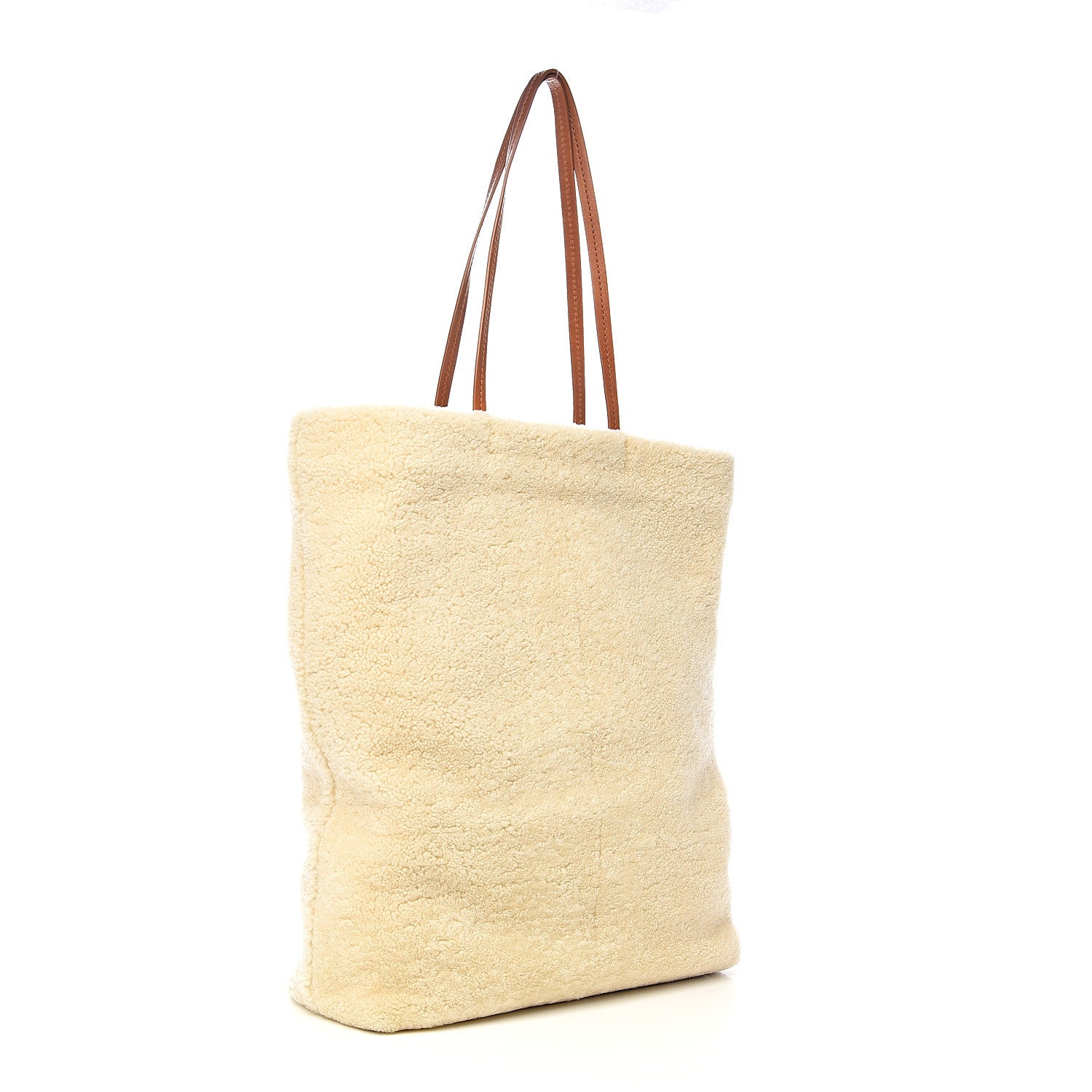 Saint Laurent Shearling East West Tote Natural 2 of 12