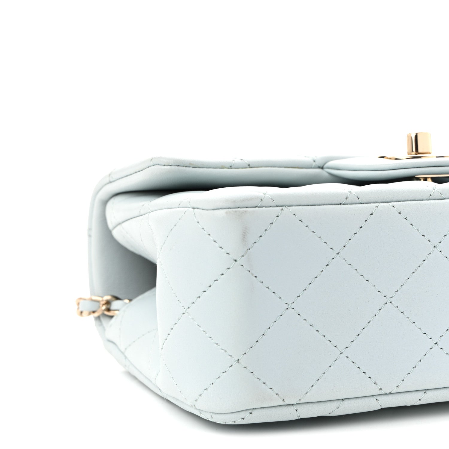 Chanel Lambskin Quilted Mini Top Handle Rectangular Flap Light Blue 9 of 10
