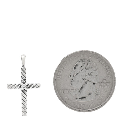 David Yurman Sterling Silver Diamond Cable Classics Cross Pendant 2 of 3