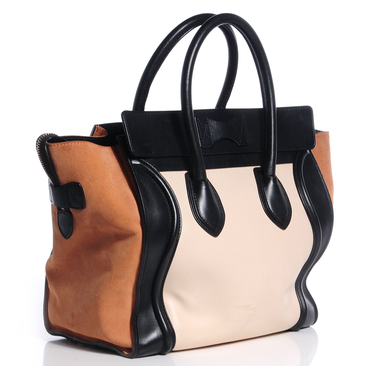 Celine Satin Calfskin Mini Tri-Color Luggage Beige 3 of 10