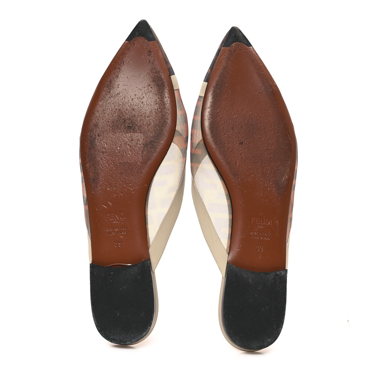 Technical Mesh Vitello FF Colibri Flat Mules 39 Tobacco Moro Camelia