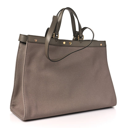 Fendi Canvas Vitello King FF Embroidered Medium Peekaboo X-Tote Tartufo 3 of 11