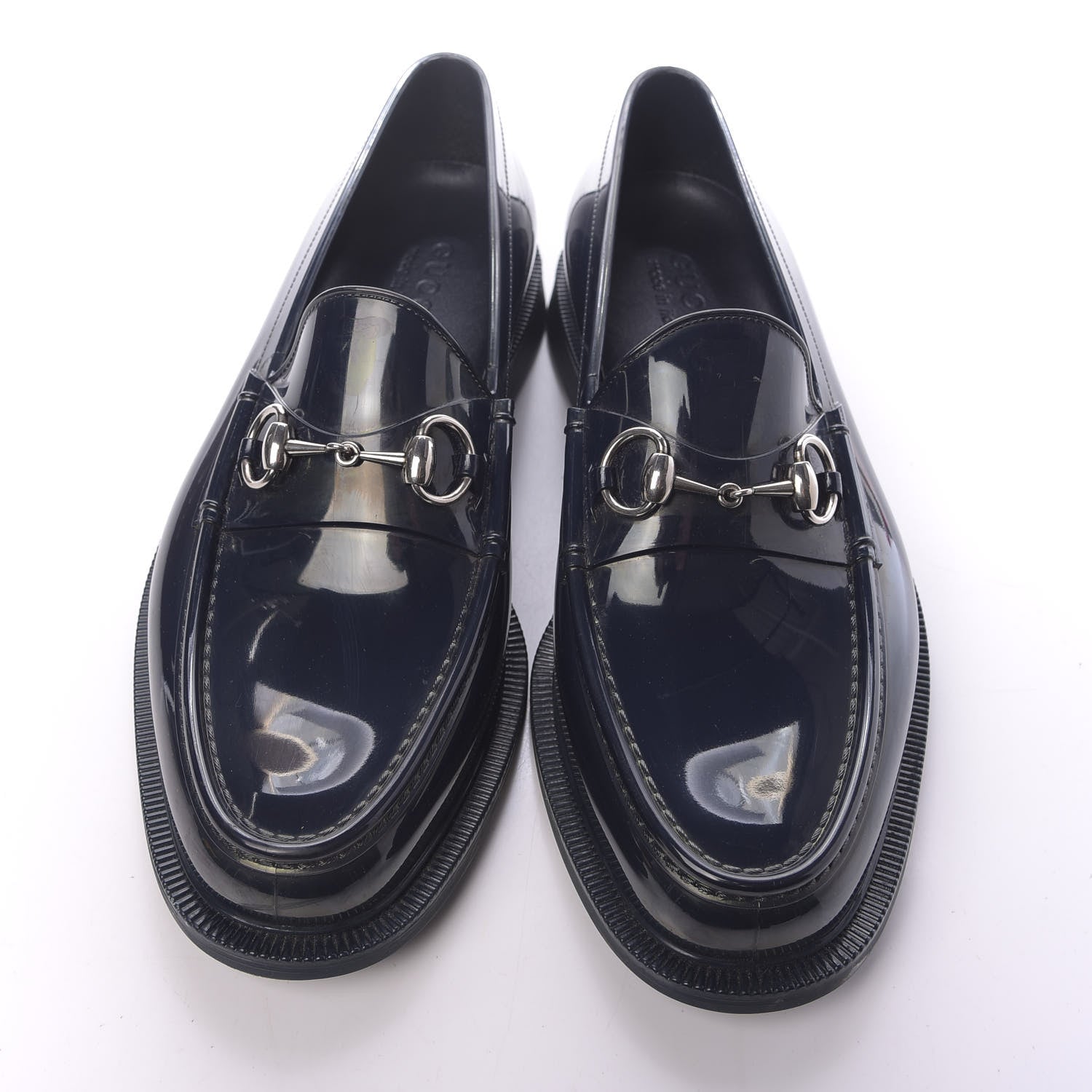 Gucci Rubber Mens Horsebit Moccasin Loafers 8 Blue 5 of 11