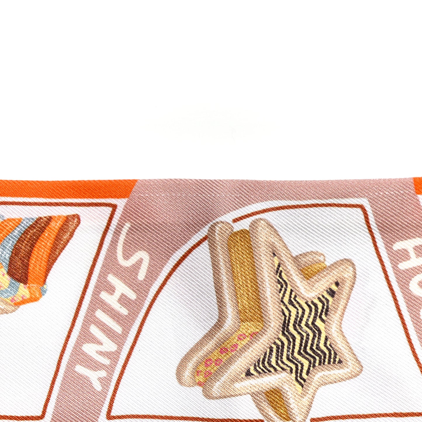 Silk Funny Ice Cream Twilly Orange Creme Beige