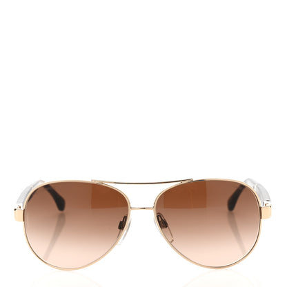 Chanel Lambskin Quilted CC Aviator Sunglasses 4195-Q Brown Gold 2 of 6