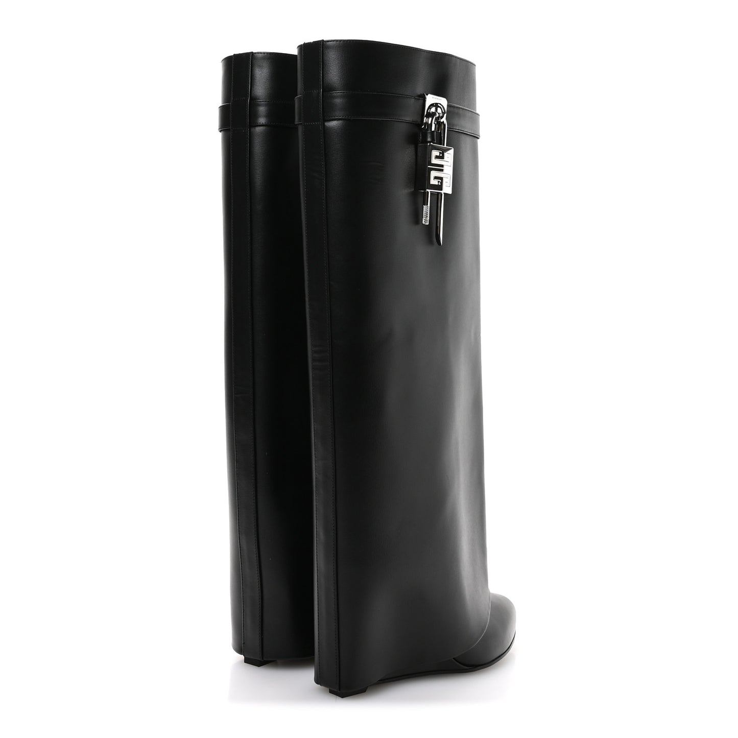 Calfskin Shark Lock Wide Fit Pant Boots 37 Black