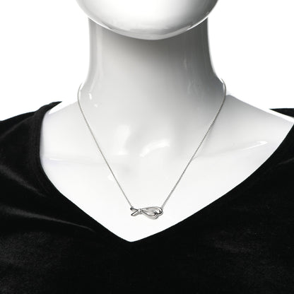 Tiffany 18K White Gold Mini Diamond Bow Pendant Necklace 2 of 6