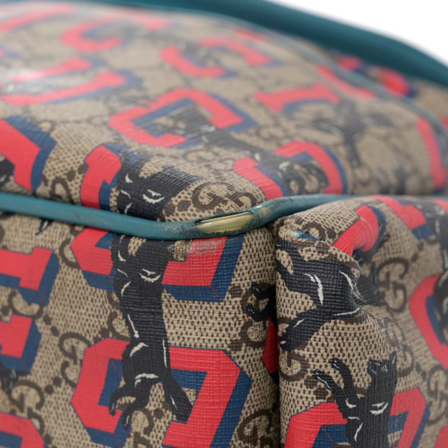 GG Supreme Monogram Gucci Wolf Diaper Bag Beige Red