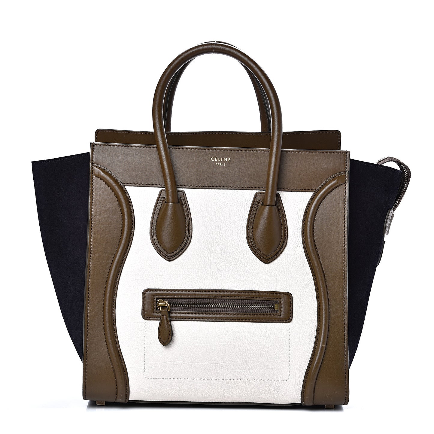 Textured Calfskin Suede Tri-color Mini Luggage Cream