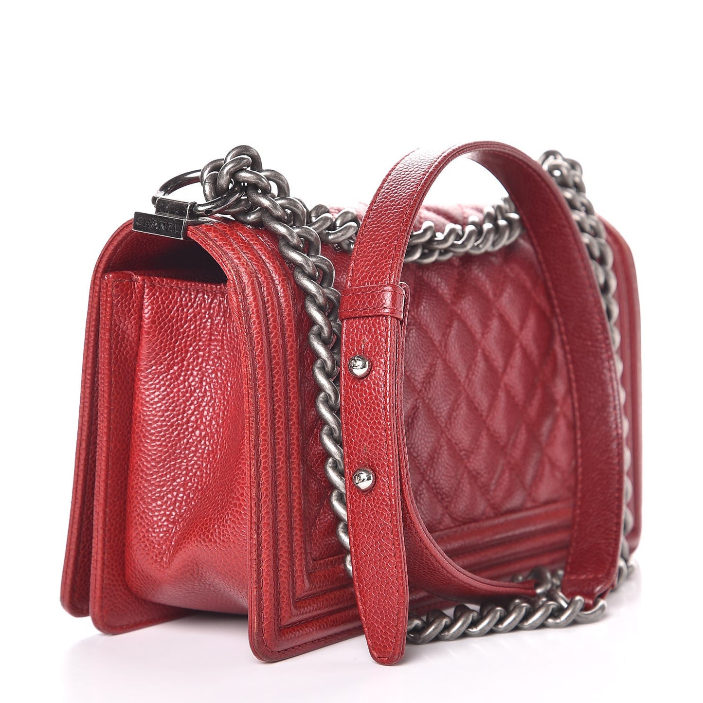 Caviar Quilted Medium Boy Flap Red